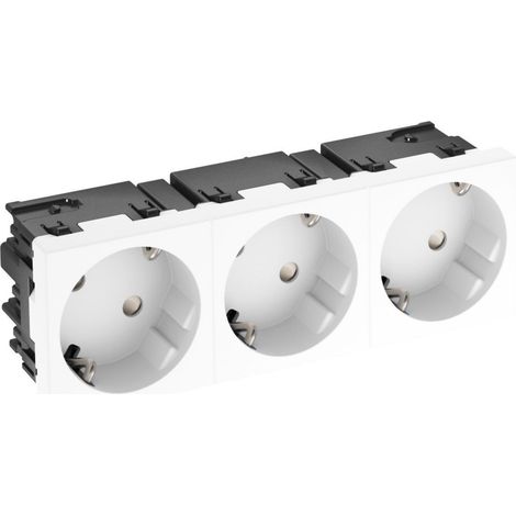 OBO Bettermann Steckdose 33°, 3-fach Schutzkontakt, Connect 45 250V, 10/16A Polycarbonat reinweiß RAL 9010, 6120503 (1/2)