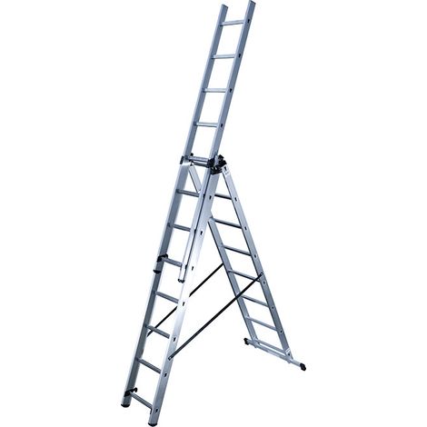 Hailo – Échelle transformable 3x8 échelons 5m/5,9m – Aluminium léger – Stabilité renforcée avec embouts antidérapants – Pour travaux en hauteur (1/6)