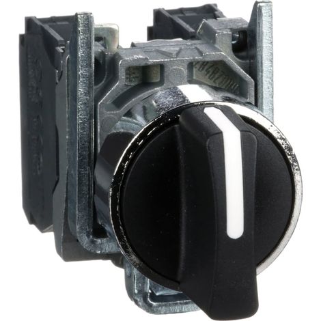 Harmony bouton tournant noir Ø22 - à manette - 3 positions - 2F - XB4BD53