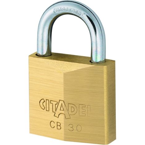 Abus – Cadenas à clé Citadel CB30 30mm en laiton massif – Anse en acier cémenté – Double verrouillage – 2 clés – 23831