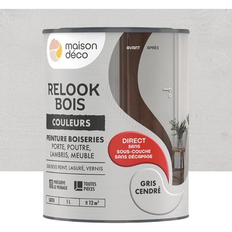 Peinture Maison Déco Relook Bois Couleurs Gris cendré 1 L (1/2)