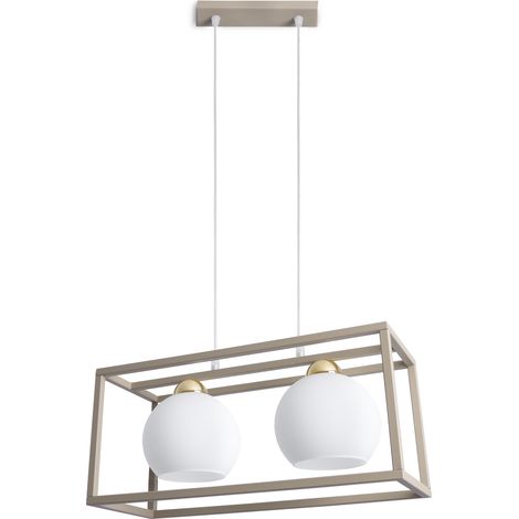 Lámpara colgante Eliza Cage Cashmere-Gold, 2 luces, pantallas blancas, E27 (1/5)