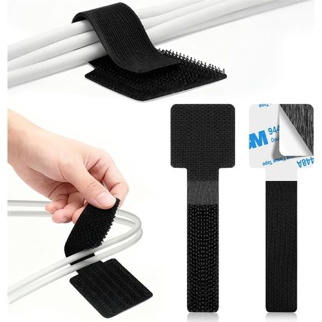 30 pièces de Supports de câble, Organiseur de câble Auto adhésif, attache cable adhesif, cable management bureau, attache de cable, attache cable pour PC TV Bureau Table de Nuit (1/5)