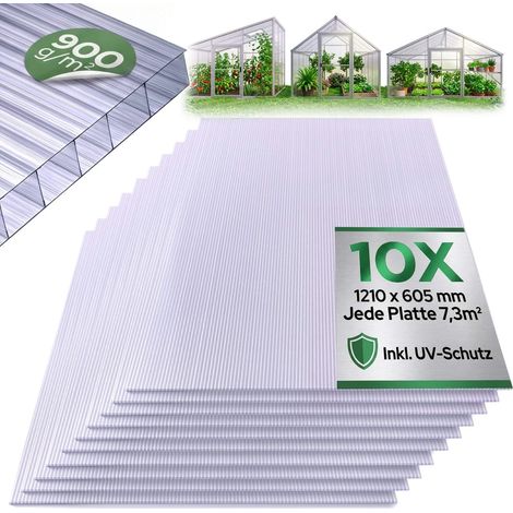 AREBOS 10 x Polycarbonat Hohlkammerplatten 6 mm Doppelstegplatten Stegplatten (1/5)