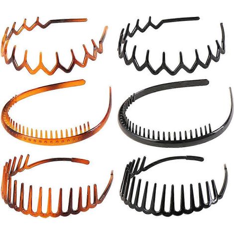 Lot de 6 bandeaux élastiques à dents invisibles pour cheveux, unisexe, pour se laver le visage.-14x12cm-Assorted Color