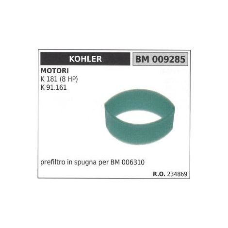 Prefiltro aria in spugna KOHLER trattorino rasaerba K 181 (8 HP) K 91.161 009285
