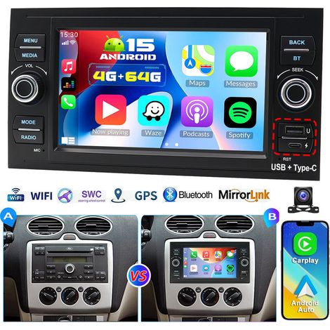 Autoradio Android 15 7'' pour Ford Transit MK7 2007-2012 – CarPlay, GPS, Navigation, RDS, Bluetooth - 4G+64G AHD (1/5)