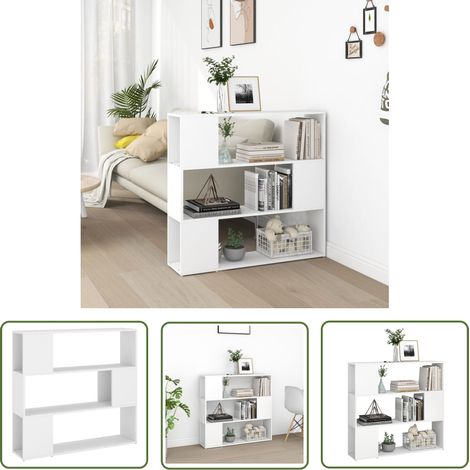 The Living Store Bücherregal Raumteiler Weiß 100x24x94 cm - Bücherregal - Raumteiler - Weißes Regal - Holzkasten - Regal Aus Holzwerkstoff (1/5)