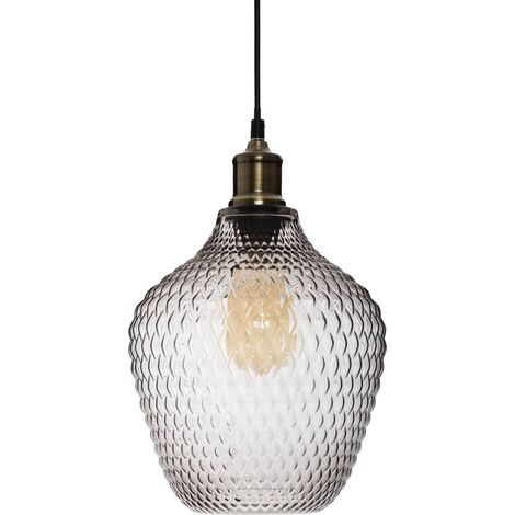 Atmosphera – Suspension en verre fumé 22 cm – Hauteur 25 cm – Douille E27 – Compatible ampoules LED – Design moderne pour intérieur (1/10)
