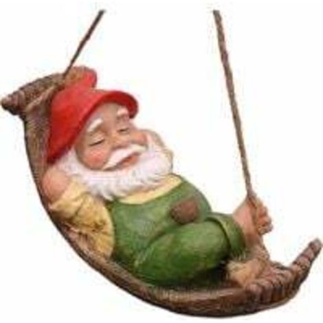 Gartenfigur für draußen, liegender Zwerg mit Hängematte, Triumphfigur, wasserfestes Hängeornament aus Kunstharz zur Dekoration des Gartens