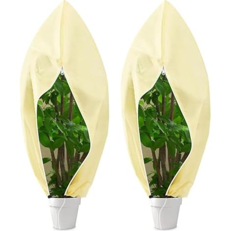 Housse d'hiver pour plantes d'extérieur 120 x 180 cm, lot de 2, protection contre le gel, housse de protection réutilisable avec cordon de serrage (1/5)