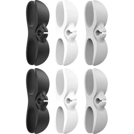 Organisateur De Cable - 6 Pièces - Pour Câbles Électroménagers Et Électroniques - Fixation Murale Ou Sur Bureau - Blanc (1/5)