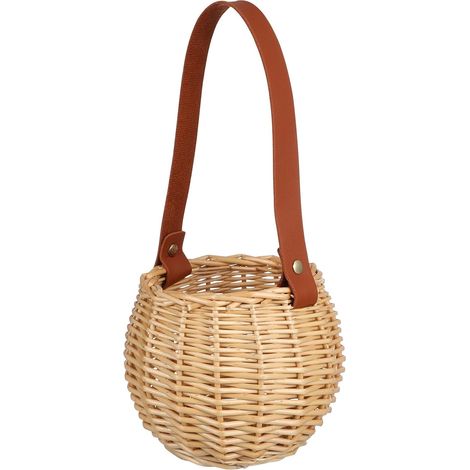 Panier de Mariage en Osier Tressé avec Poignée, Panier à Fleurs Décoratif Naturel, Léger et Facile à Transporter pour Cérémonie et Fête de Mariage (1/5)
