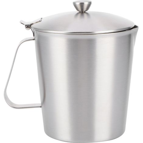 1000-ml-Milchbecher aus dickem Edelstahl 304, mit Deckel und Skala für Milchaufschäumer. (1/5)
