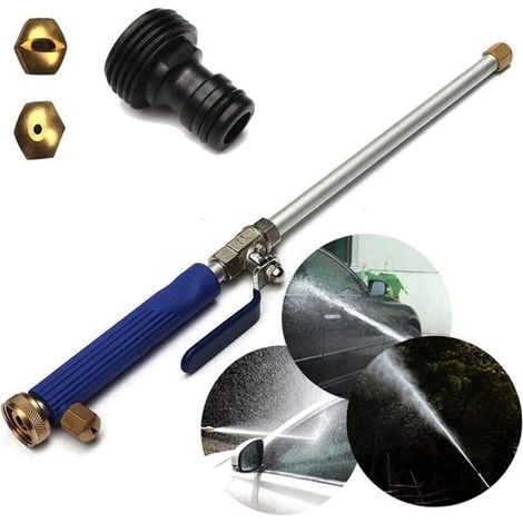 Bleu à Haute Pression d'eau Gun Jardin Jet d'eau Lances 46cm, Hydro Jet Power Washer Baguette Buse de Pulvérisation d'arrosage Pistolet pour (1/5)