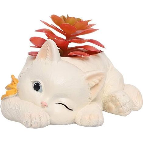 Pots de fleurs en forme de chat, pots de fleurs mignons en forme d'animaux de dessin animé, plantes succulentes (1/5)