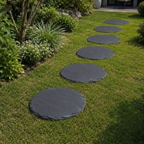 Pas Japonais Rond en Ardoise Noire Diamètre 50 cm - À l'unité - Ti'ma Stone (1/4)