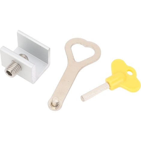 Packung mit 10 einlochigen Fensterriegeln mit Schlüssel, vertikal und horizontal verstellbar, verschiebbar, silberfarben.