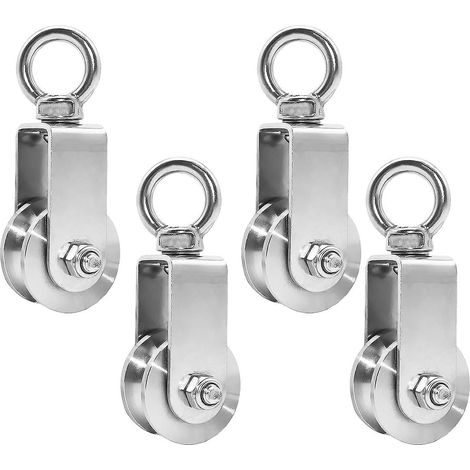 4 Pices 34mm Poulie Avec Roulement Billes, Poulie De Levage Charge 250 Kg, Poulie Pour Cable En Acier Inoxydable Pour Corde Fitness (4 Pices, 34 (1/5)