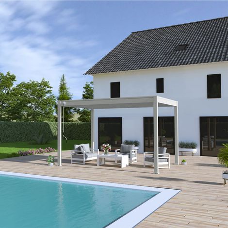 Pérgola bioclimática autoportante Ombrea VS 3x4M - Gris