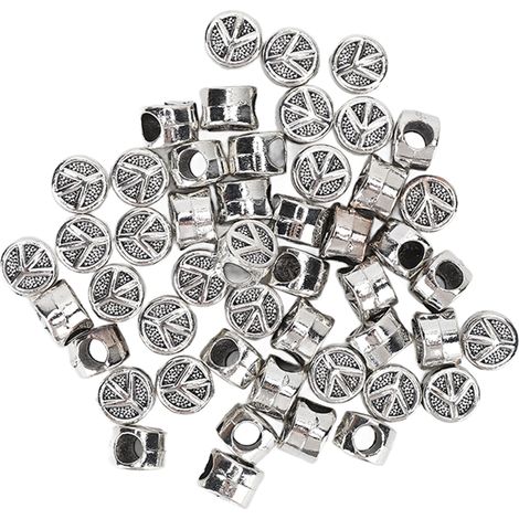 50 perles à barbe, perles tubulaires en métal pour tresses, dreadlocks et création de bracelets et colliers.