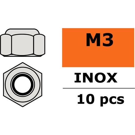 Revtec - Hexagon Nylstop Nut - M3 - Inox - 10 pcs