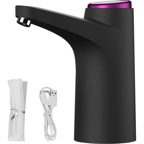 Electric Water Dispenser, USB Rechargeable Bottled Water Pump, Universal Bottle Water Dispenser, Portable Indoor and Outdoor Water Dispenser (Black) (1/5)