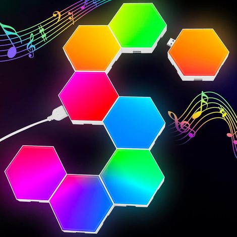 Panneau LED Hexagone Murale Lampe - Smart RGB Modulaires Light Contrôle Tactile avec App Telecommande - Gaming Setup Neon Deco Appliques pour Enfants