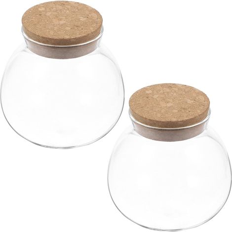 Lot 2 bocaux en verre de 500 ml avec bouchons en liège, le café et le sucre, petits récipients en verre pour les bonbons et les fruits secs