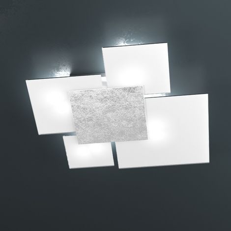 Plafoniera moderna top light upgrade 1148 70 e27 led vetro lampada parete soffitto, colore foglia argento