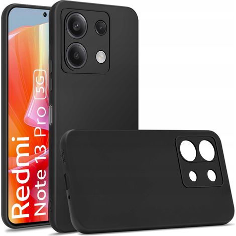 Coque pour Xiaomi Redmi Note 13 Pro 5G en silicone noir mat + verre trempé (1/5)