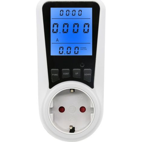 Prise de wattmètre de compteur d'énergie blanche, prise de compteur d'énergie à 7 modes, écran LCD, max 3680 W(1396666mm) (1/5)