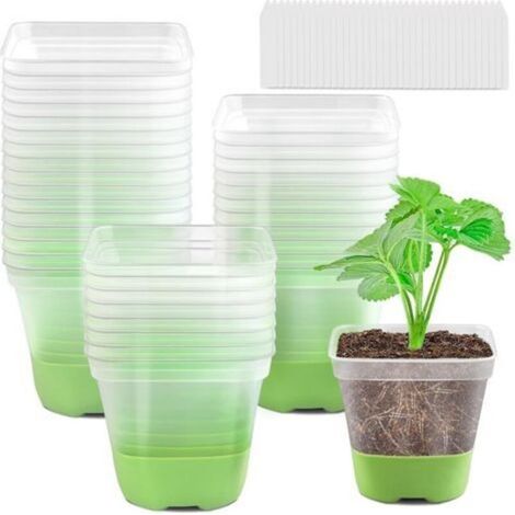 Lot de 12 Pots Carrés en Plastique avec Fond Silicone pour Plantes Intérieur Extérieur Vert Fluorescent (1/3)