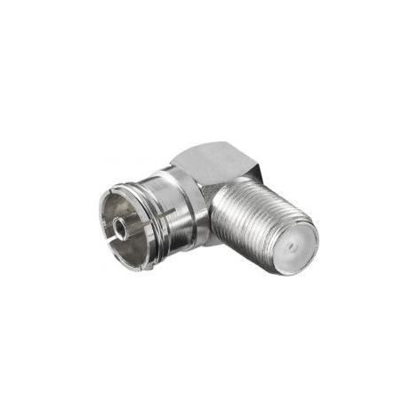 goobay Adaptateur d’angle: Prise femelle F  Prise femelle coaxiale 90°, Zinc (12237) (1/2)