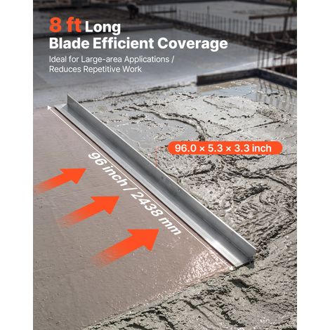 Lame pour Règle Vibrante à Béton 2438 mm, Règle de Nivellement pour Béton, en Alliage d'Aluminium, Largeur 134 mm, Large Couverture… (1/5)