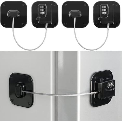 Lot de 2 cadenas à combinaison pour réfrigérateur, noir (1/5)