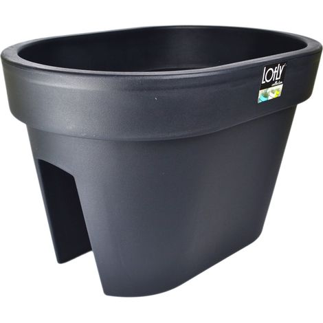 Pot de fleurs pour balcon DLOFR400-S433, couleur anthracite, style rambarde. (1/5)