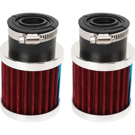 2 pièces Filtre à Air Moto Clamp On Cône Effilé Haute Performance Protection Moteur pour Embout Carburateur 28-48mm Rouge (1/5)