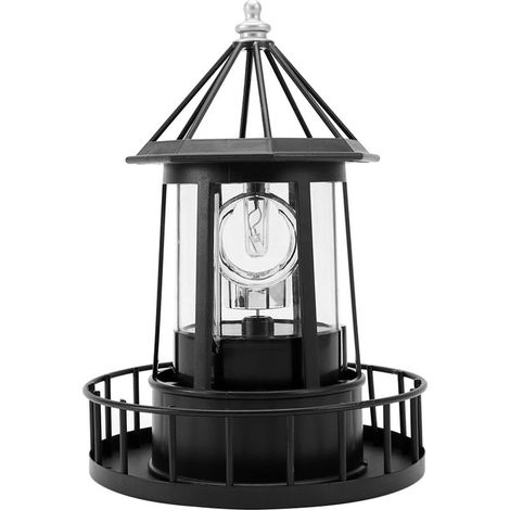 Phare rotatif à 360 degrés, lampe solaire LED rotative pour jardin, lampe phare étanche (noir)-AquaForge (1/5)