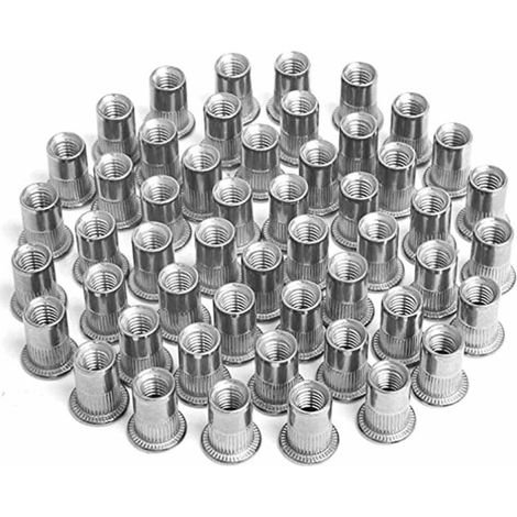 100 pièces Écrou à Sertir M4 M5 M6 M8, Écrous de Rivet Insert Fileté, Écrous à Sertir en Acier Inoxydable, Utilisé pour Réparer l'artisanat de Décoration de Meubles (1/5)