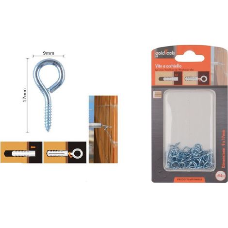 Kaela - Set 54pz Viti Vite A Occhiello Gancio Chiuso 9x17 Mm Filettatura Per Legno 90724 - (1/2)