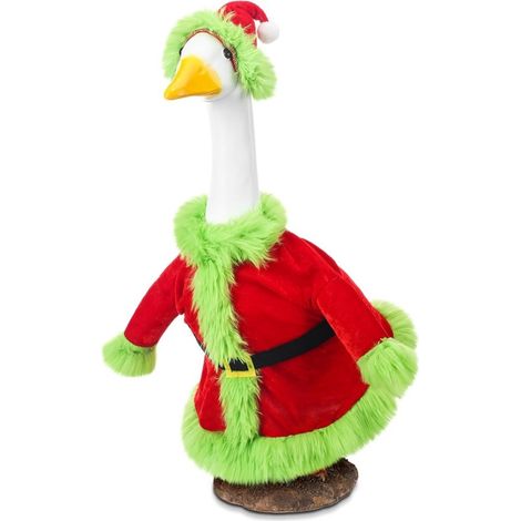 Set mit 23 Weihnachtsgans-Dekorationen: Gartengans, grüner Weihnachtsmannanzug, Verandagans-Dekoration. (1/5)