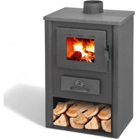 Stufa riscaldamento a legna con struttura in acciaio 9.7 kW antracite (1/4)