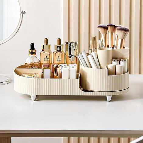 Organizador de belleza giratorio 360° para guardar maquillaje en el baño y el dormitorio. (1/5)
