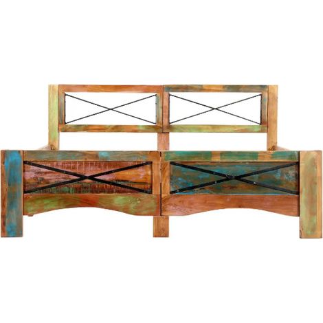 Lit adulte bois massif recyclé Ray 140x200 cm (1/5)