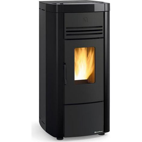 stufa a pellet a legna da 8kw nera ventilata e sigillata - angelaevonoir - nordica extraflame (1/3)