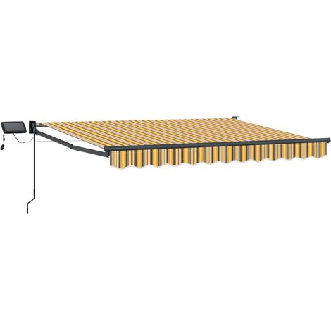 Manuelle Gelenkarmmarkise mit LEDs Gelb und Grau 3,5 x 2,5 m