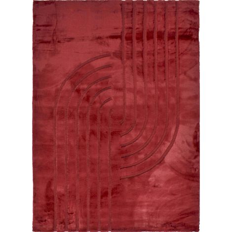 Tapis rouge géométrique doux antidérapant lavable - 80 x 150 cm (1/5)