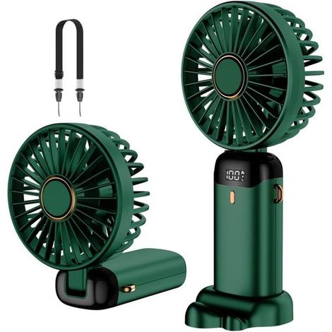 Ventilador portátil，mini ventilador portátil recargable por USB，pequeño ventilador de bolsillo con 5 velocidades y base，batería de 4200 mAh (1/5)