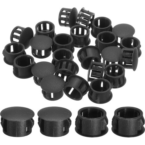 38Pcs Bouchon de Trou en Nylon, 14.5-15mm Diamètre de Trou Bouchon d'étanchéité Rond Souple et Flexible de Verrouillage Bouchons en Caoutchouc pour Bouteille, Tuyaux, Cuisine, Noir (1/5)